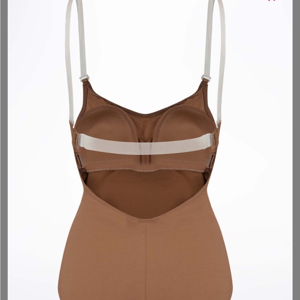 NEW Capezio MA Medium Adult Bratek Clear Strap Camisole Leotard TAN #60 #3565